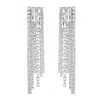 European and American exaggerated square alloy diamond-encrusted rhinestone long tassel earrings, trendy women's full diamond super fairy earrings Cxzs Application Scenario